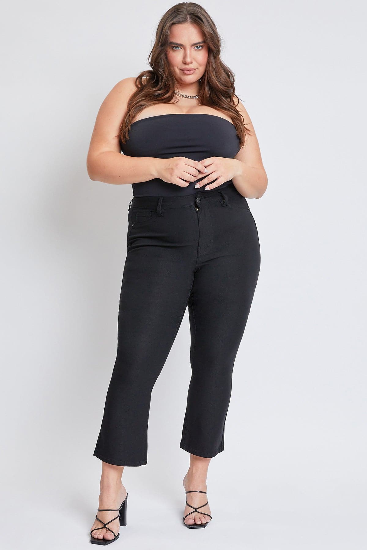 Women's Plus Hyperstretch Cropped Kick Flare Pants YMI JEANS